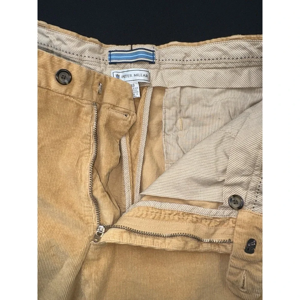 Peter‎ Millar Pants Mens 33x31 Brown Corduroy 5-Pocket Stretch Flat Front Casual